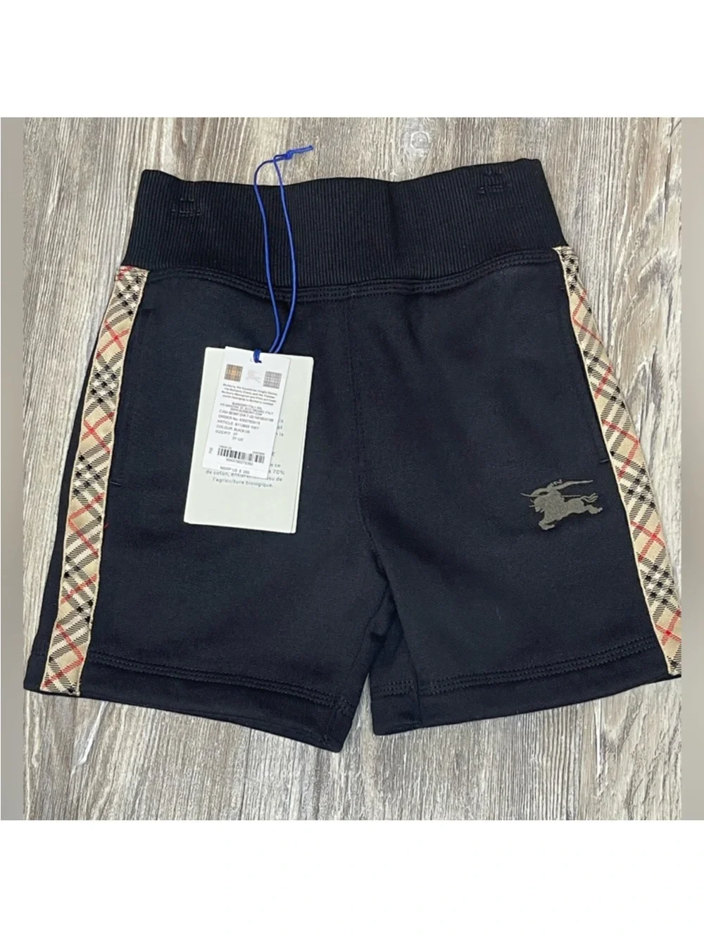 Burberry Black Kids' Shorts with Vintage Check Side Trim